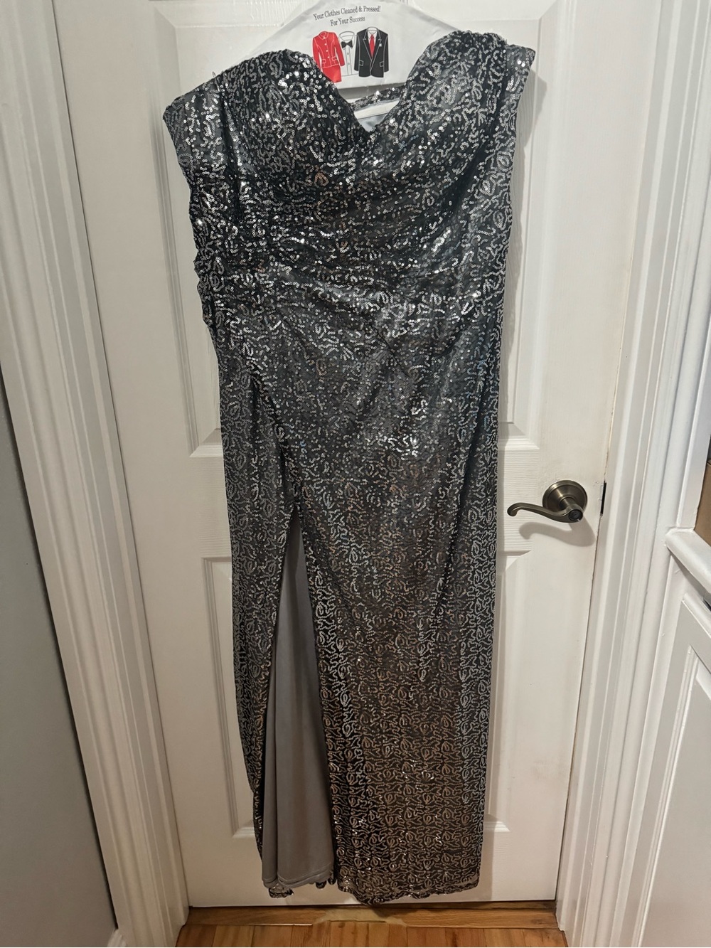 Aspeed Silver Sequin Evening Dress